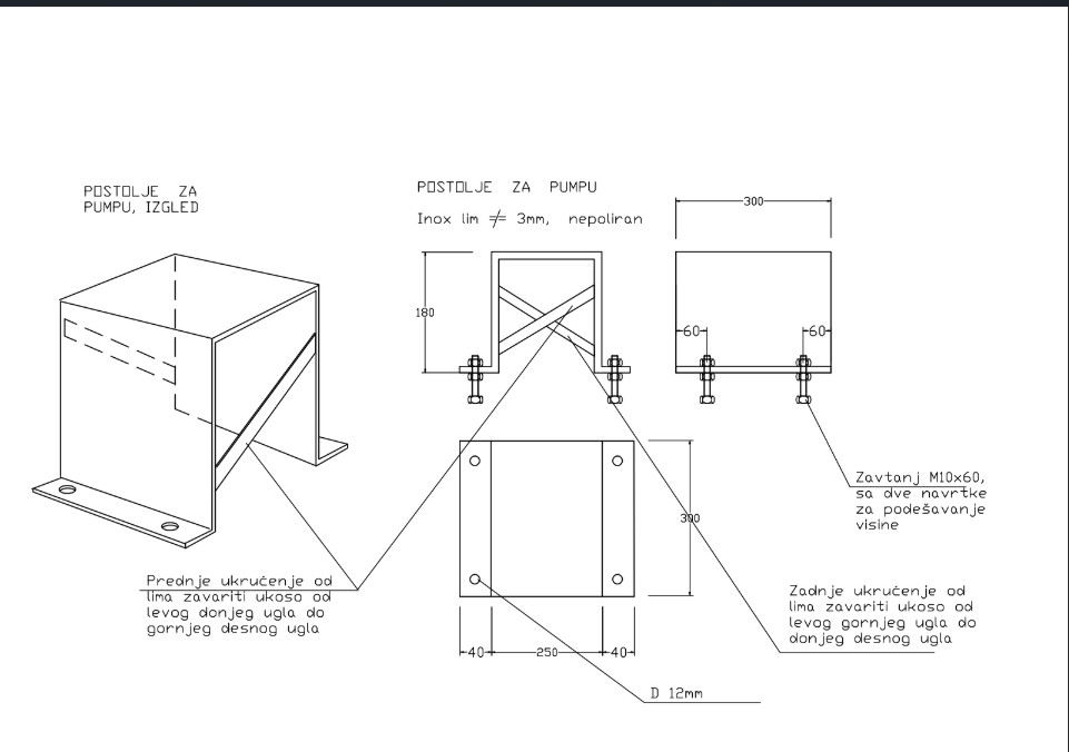 postolje za pumpu dimenzije 5125a