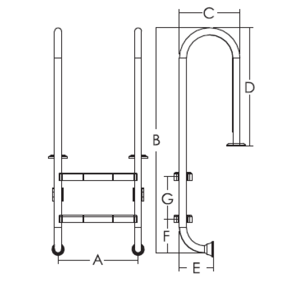 Gumatic Merdevine Merdevine FF Uske AISI 304 - 4 step. | TermoPool